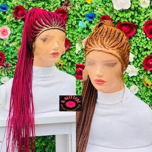 AFRICAN BRAIDED GHANA WRAPPED  PONYTAIL WIGS ON 360 LACE CLOSURE 42"-45"